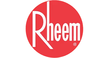Rheem logo in vibrant red circular background